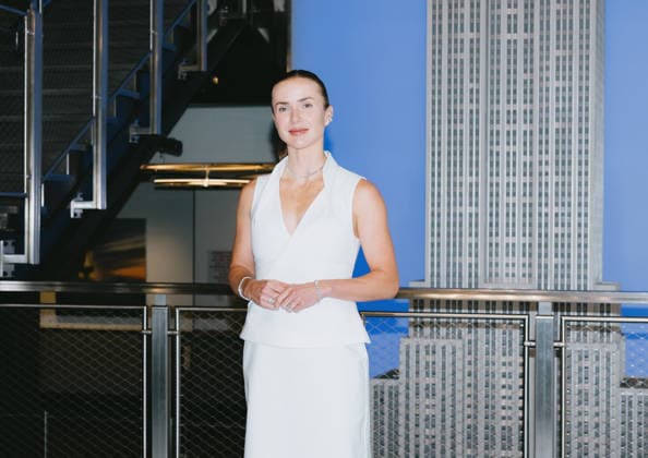 August 24, 2026, New York, Ny, United States: Elina Svitolina lights the Empire State Building in honor of Ukrainian Independence Day in partnership with the Consulate General of Ukraine in New York. Held at Empire State Building in New York. Dinara Khairova Zuma Press August 24, 2026. New York United States - ZUMAp281 20260824_zea_p281_001 Copyright: xPhotoxImagexPressx