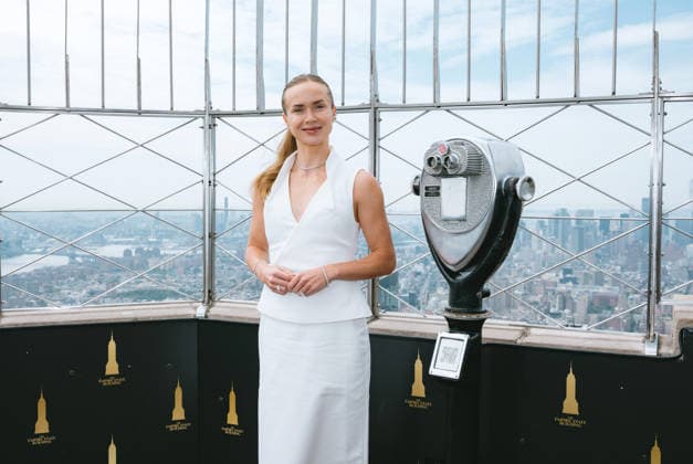 August 24, 2026, New York, Ny, United States: Elina Svitolina lights the Empire State Building in honor of Ukrainian Independence Day in partnership with the Consulate General of Ukraine in New York. Held at Empire State Building in New York. Dinara Khairova Zuma Press August 24, 2026. New York United States - ZUMAp281 20260824_zea_p281_010 Copyright: xPhotoxImagexPressx
