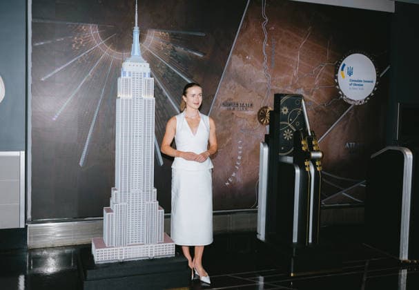August 24, 2026, New York, Ny, United States: Elina Svitolina lights the Empire State Building in honor of Ukrainian Independence Day in partnership with the Consulate General of Ukraine in New York. Held at Empire State Building in New York. Dinara Khairova Zuma Press August 24, 2026. New York United States  - ZUMAp281 20260824_zea_p281_018 Copyright: xPhotoxImagexPressx