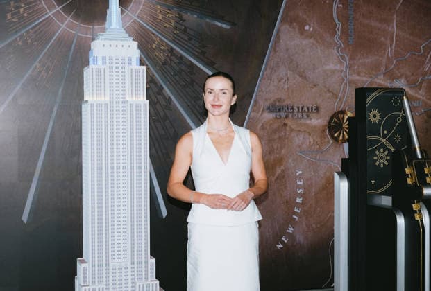 August 24, 2026, New York, Ny, United States: Elina Svitolina lights the Empire State Building in honor of Ukrainian Independence Day in partnership with the Consulate General of Ukraine in New York. Held at Empire State Building in New York. Dinara Khairova Zuma Press August 24, 2026. New York United States - ZUMAp281 20260824_zea_p281_017 Copyright: xPhotoxImagexPressx