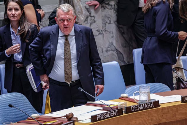August 24, 2026, New York, New York, United States: LARS LOKKE RASMUSSEN, Minister for Foreign Affairs of Denmark, before chairing the UN Security Council. Denmark holds the rotating presidency of the Council, with RASMUSSEN chairing meetings on Sudan and Ukraine, the latter held on UkraineÃ¢â‚¬â ¢s Independence Day. New York United States  - ZUMAo116 20260824_znp_o116_007 Copyright: xBiancaxOterox