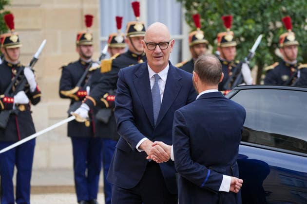 France s Minister of Economy and Finance, Roland Lescure, and President of the Republic Emmanuel Macron welcome His Royal Highness Mohammed bin Salman bin Abdulaziz Al Saud, Crown Prince and Prime Minister of Saudi Arabia, to strengthen the strategic partnership between the two countries at the Élysée Palace in Paris, France, on August 24, 2026. Anne Sophie Guebey, Bestimage (unknown)  Copyright: xAnne-SophiexGuebeyx xBestimagexAnne-SophiexGuebeyx xBestimagex