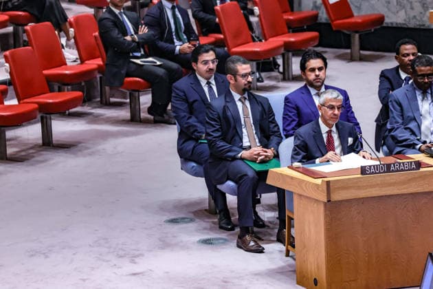 August 24, 2026, New York, New York, United States: ABDULAZIZ M. ALWASIL, Permanent Representative of Saudi Arabia to the United Nations, addresses the Security Council on Sudan, condemning recent attacks against civilians and calling for humanitarian access, a permanent ceasefire and a Sudanese-led political solution. New York United States - ZUMAo116 20260824_znp_o116_045 Copyright: xBiancaxOterox