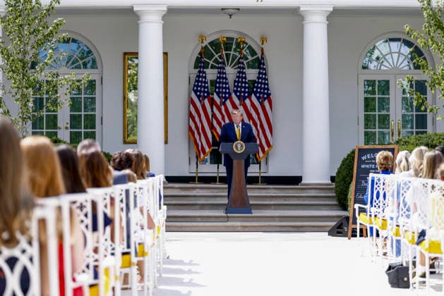 Trump Remarks at a School Choice Event at the White House United States President Donald J Trump arrives to deliver remarks during an education event in the Rose Garden of the White House in Washington DC, USA, 24 August 2026. President Trump and Secretary McMahon highlighted the administration’s school choice program as the new academic year begins. Credit: Will Oliver Pool via CNP Washington District of Columbia United States of America EDITORIAL USE ONLY Copyright: xx 082426wox10-6513831 WillxOliverx-xPoolxviaxCNPx cnpphotos339684