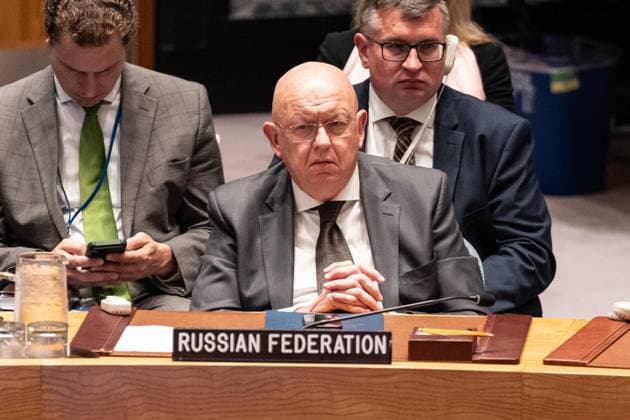 August 24, 2026, Bronx, New York, USA: Ambassador Vassily Nebenzia of Russia attends Security Council meeting on the Ukrainian Independence Day at UN Headquarters in New York, NY on August 24, 2026. Bronx USA - ZUMAr339 20260824_znp_r339_043 Copyright: xLevxRadinx