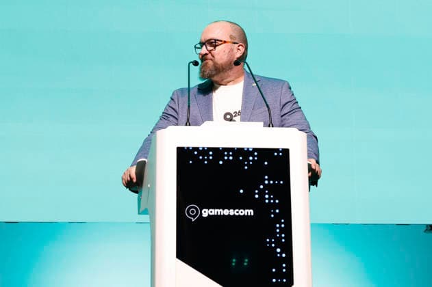 Lars Janssen bei der Verleihung der gamescon dev Awards 2026 in der Koelmesse. Köln, 24.08.2026 *** Lars Janssen at the 2026 gamescon dev Awards ceremony at Koelmesse Cologne, August 24, 2026 Foto:xR.xStoffelsx xFuturexImagex dev_awards_6803