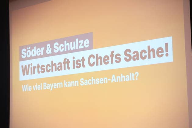 Sachsen-Anhalts Ministerpräsident Sven Schulze und Bayerns Ministerpräsident Markus Söder bei einer Wahlkampfveranstaltung im HKK Hotel. Wernigerode, 24.08.2026 *** Saxony-Anhalt s Minister President Sven Schulze and Bavaria s Minister President Markus Söder at a campaign event at the HKK Hotel in Wernigerode, August 24, 2026 Copyright: xAgenturxMatthiasxWehnertx xM.xGränzdörferx