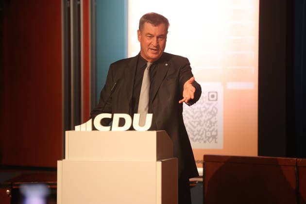 Bayerns Ministerpräsident Markus Söder bei einer Wahlkampfveranstaltung im HKK Hotel. Wernigerode, 24.08.2026 *** Bavaria s Minister President Markus Söder at a campaign event at the HKK Hotel in Wernigerode, August 24, 2026 Copyright: xAgenturxMatthiasxWehnertx xM.xGränzdörferx