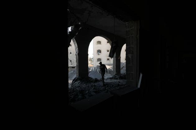 Abu Salim Mosque severely damaged in Israeli airstrike in Deir al-Balah DEIR AL-BALAH, GAZA, PALESTINE - AUGUST 25: General view of the severe destruction at the Abu Salim Mosque and surrounding neighborhood following an Israeli airstrike carried out despite the ceasefire in Deir al-Balah, in the central Gaza Strip, Palestine on August 25, 2026. The strike caused widespread collapse, reduced parts of the religious building to rubble, and damaged nearby residential structures and streets across the area. Moiz Salhi Anadolu Deir al-Balah Gaza. Editorial use only. Please get in touch for any other usage.  Copyright: x2026xAnadoluxMoizxSalhix