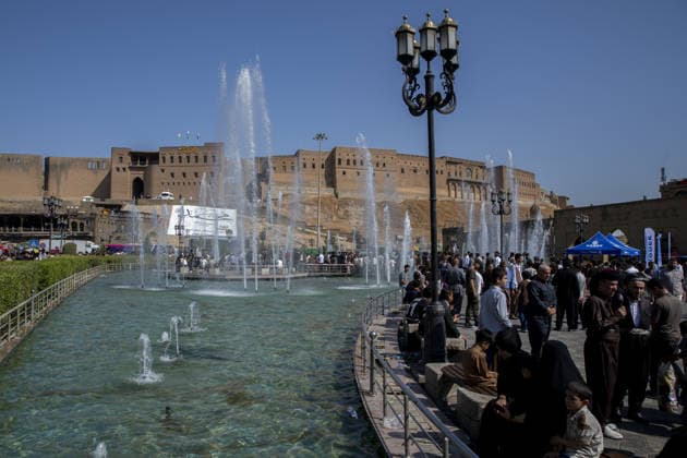Iraqis gather in Erbil to mark Mawlid al-Nabi ERBIL, IRAQ - AUGUST 25: People gather in decorated streets and shop at the historic Qaysari Bazaar near the Erbil Citadel during Mawlid al-Nabi celebrations in Erbil, Iraq, on August 25, 2026. Marking the birth anniversary of Prophet Muhammad, streets and public squares across the city were adorned with lights and banners as residents and visitors visited local markets to shop and buy traditional sweets. Ahsan Mohammed Ahmed Ahmed Anadolu Erbil Iraq. Editorial use only. Please get in touch for any other usage.  Copyright: x2026xAnadoluxAhsanxMohammedxAhmedxAhmedx