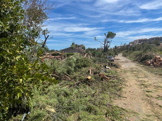 Illustration of the village of Pomas, partially destroyed after the tornado struck the Aude department (11). The tornado struck Pomas on Monday around 5:20 p.m. Many roofs were torn off and houses were blown away. Météo France had placed several departments in the Southwest, including the Aude, under an orange alert for thunderstorms, citing the risk of locally severe weather. 39 people were injured in Pomas, Aude, France, on August 25, 2026 Valérian Wagner Bestimage Image showing the village of Pomas, partially destroyed after a tornado struck the Aude department 11 The tornado hit Pomas on Monday around 5:20 p.m. Numerous roofs were torn off, and houses were blown apart. Météo France had placed several southwestern departments—including  Copyright: xValÃ rianxWagner BestimagexValÃ rianxWagner Bestimagex