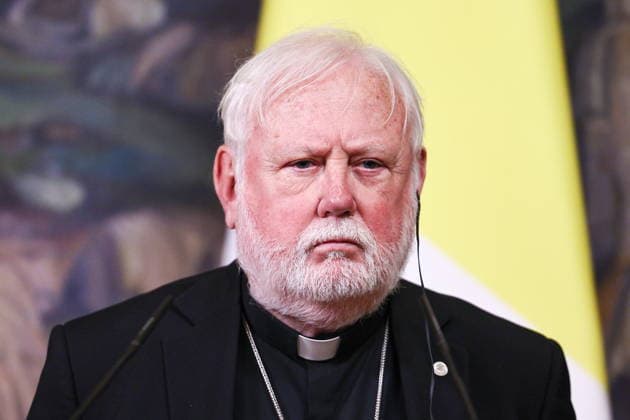 RUSSIA, MOSCOW - AUGUST 25, 2026: Archbishop Paul Richard Gallagher, Vatican s Secretary for Relations with States, gives a press briefing following talks with Russia s Foreign Minister Sergei Lavrov at the Reception House of the Russian Foreign Ministry. Sergei Bulkin TASS  96627091
