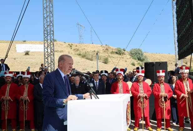 Turkish President Recep Tayyip Erdogan BITLIS, TURKIYE - AUGUST 25: (----EDITORIAL USE ONLY - MANDATORY CREDIT - TURKISH PRESIDENCY MURAT CETINMUHURDAR HANDOUT - NO MARKETING NO ADVERTISING CAMPAIGNS - DISTRIBUTED AS A SERVICE TO CLIENTS----) Turkish President Recep Tayyip Erdogan delivers a speech as he attends a ceremony marking the 955th anniversary of the Manzikert (Malazgirt) Victory during the Ahlat Events Area Program at the Recep Tayyip Erdogan Nation s Garden in the Ahlat district of Bitlis, Turkiye, on August 25, 2026. Tur Presidency Murat Cetinmuhurdar Anadolu Bitlis Turkey. Editorial use only. Please get in touch for any other usage.  Copyright: x2026xAnadoluxTurxPresidency MuratxCetinmuhurdarx
