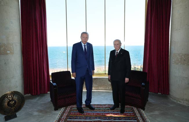 Turkish President Recep Tayyip Erdogan BITLIS, TURKIYE - AUGUST 25: (----EDITORIAL USE ONLY - MANDATORY CREDIT - TURKISH PRESIDENCY MURAT CETINMUHURDAR HANDOUT - NO MARKETING NO ADVERTISING CAMPAIGNS - DISTRIBUTED AS A SERVICE TO CLIENTS----) Turkish President Recep Tayyip Erdogan (L) and Nationalist Movement Party (MHP) Chairman Devlet Bahceli (R) visit Devlet Bey Mansion on the Emir Bayindir Campus in Bitlis, Turkiye on August 25, 2026. TUR Presidency Murat Cetinmuhurdar Anadolu Bitlis Turkey. Editorial use only. Please get in touch for any other usage.  Copyright: x2026xAnadoluxTURxPresidency MuratxCetinmuhurdarx