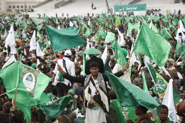 Mawlid al-Nabi in Yemen SANAA, YEMEN - AUGUST 25: Tens of thousands Muslims gathered at Al-Sabeen Square for a celebration marking Mawlid al-Nabi, commemorating the birth of Prophet Muhammad in Sanaa, Yemen on August 25, 2026. Attendees listened to a speech by Houthi leader Abdul-Malik al-Houthi on large screens. Mohammed Hamoud Anadolu Sanaa Yemen. Editorial use only. Please get in touch for any other usage.  Copyright: x2026xAnadoluxMohammedxHamoudx
