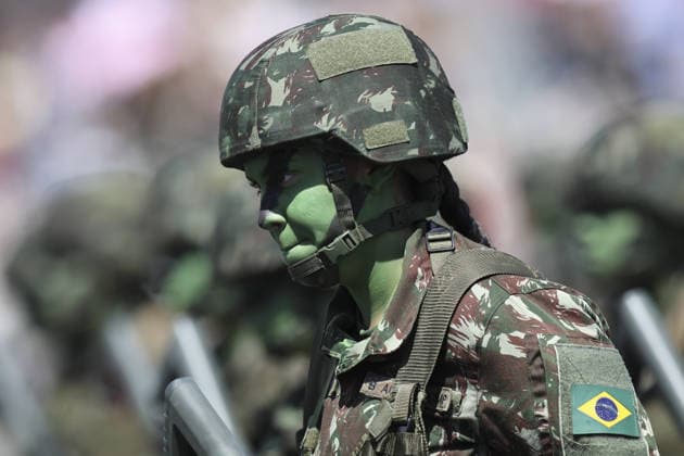 Soldier s Day ceremony in Brasilia BRASILIA, BRAZIL - AUGUST 25: A soldier of the Brazilian armed forces takes part in a Soldier s Day ceremony in Brasilia, Brazil, August 25, 2026. Mateus Bonomi Anadolu Brasilia Brazil. Editorial use only. Please get in touch for any other usage.  Copyright: x2026xAnadoluxMateusxBonomix