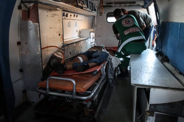 Three Palestinians lost their lives following Israeli attack on Jabalia refugee camp in Gaza GAZA CITY, GAZA, PALESTINE - AUGUST 25: (EDITOR S NOTE: Image depicts death) Bodies of Palestinians, who lost their lives following the Israeli attack on Jabalia refugee camp, are brought to al-Shifa Hospital for funeral process in Gaza City, Gaza, Palestine on August 25, 2026. Ali Jadallah Anadolu Gaza City Gaza. Editorial use only. Please get in touch for any other usage.  Copyright: x2026xAnadoluxAlixJadallahx