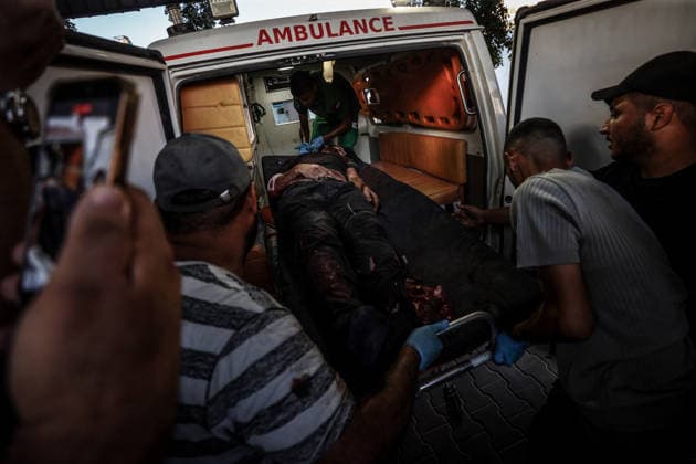 Three Palestinians lost their lives following Israeli attack on Jabalia refugee camp in Gaza GAZA CITY, GAZA, PALESTINE - AUGUST 25: (EDITOR S NOTE: Image depicts death) Bodies of Palestinians, who lost their lives following the Israeli attack on Jabalia refugee camp, are brought to al-Shifa Hospital for funeral process in Gaza City, Gaza, Palestine on August 25, 2026. Ali Jadallah Anadolu Gaza City Gaza. Editorial use only. Please get in touch for any other usage.  Copyright: x2026xAnadoluxAlixJadallahx