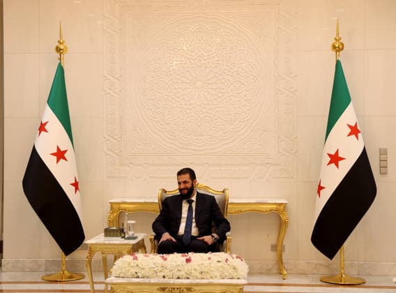Syrian President Ahmed al-Sharaa meets Mazloum Abdi in Damascus DAMASCUS, SYRIA - AUGUST 25: Syrian President Ahmed al-Sharaa receives Ferhat Abdi Sahin, also known as Mazloum Abdi, at the People s Palace in Damascus, Syria on August 25, 2026. Izz Aldien Alqasem Anadolu Damascus Syria. Editorial use only. Please get in touch for any other usage.  Copyright: x2026xAnadoluxIzzxAldienxAlqasemx