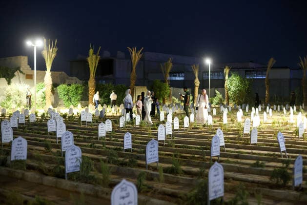Victims of Daraya massacre commemorated in Syria DAMASCUS, SYRIA - AUGUST 25: People attend a commemoration ceremony for those who lost their lives in a 2012 massacre carried out by forces of the ousted regime in Daraya district, southwest of Damascus, Syria, on August 25, 2026. According to local records, 512 people were documented as having been killed, while the identities of 250 victims could not be determined and the fate of nearly 200 others remains unknown. Nour Ziadeh Anadolu Damascus Syria. Editorial use only. Please get in touch for any other usage.  Copyright: x2026xAnadoluxNourxZiadehx