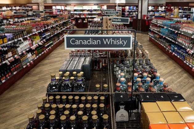 August 25, 2026, Vancouver, Bc, CANADA: Canadian whisky is pictured at a B.C. Liquor store in Vancouver on Tuesday, Aug. 25, 2026. Vancouver CANADA  - ZUMAc35_ 20260825_zaf_c35_100 Copyright: xEthanxCairnsx