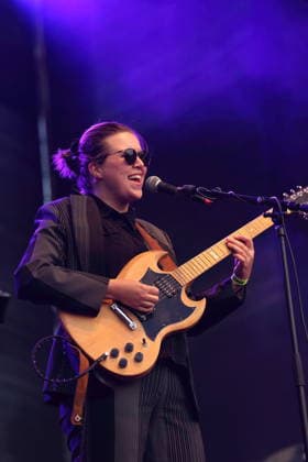 Albertine Sarges as the opening act for The Whitest Boy Alive at an open-air concert at the Waschhaus in Potsdam, August 25, 2026 Albertine Sarges Concert Potsdam