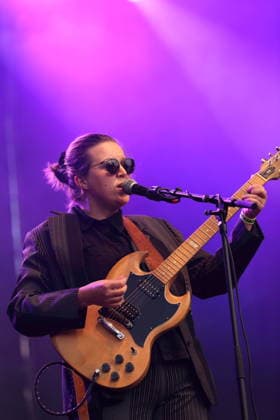 Albertine Sarges as the opening act for The Whitest Boy Alive at an open-air concert at the Waschhaus in Potsdam, August 25, 2026 Albertine Sarges Concert Potsdam