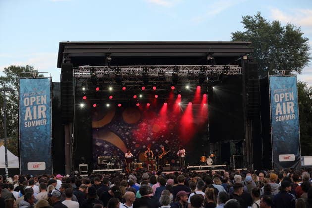 Albertine Sarges as the opening act for The Whitest Boy Alive at an open-air concert at the Waschhaus in Potsdam, August 25, 2026 Albertine Sarges Concert Potsdam