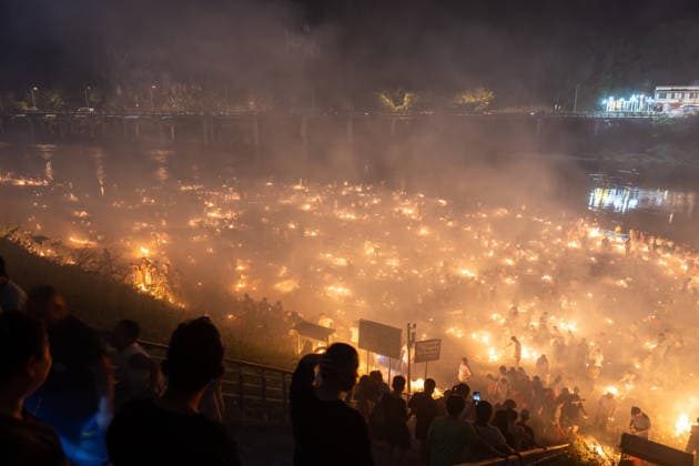 KAILI, CHINA - AUGUST 25: People burn paper offerings in designated areas to pay tribute to their departed loved ones ahead of the Zhongyuan Festival (Ghost Festival) on August 25, 2026 in Kaili, Guizhou Province of China. The Ghost Festival, also known as Zhongyuan Festival, is a traditional festival for paying respect to the dead.  Copyright: xVCGx 111662157023