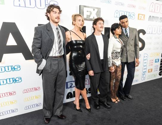 August 25, 2026, Bronx, New York, USA: Jack Innanen, Lucy Freyer, Malik Elassal, Amita Rao and Owen Thiele attend premiere of Adults Season 2 by FX at Metrograph in New York, NY on August 25, 2026. Bronx USA - ZUMAr339 20260825_znp_r339_059 Copyright: xLevxRadinx