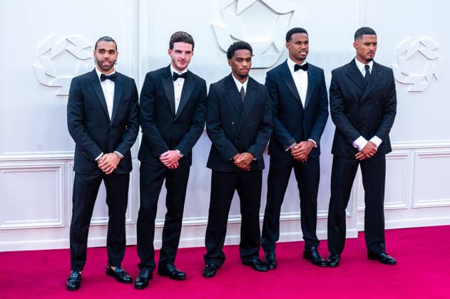 PFA Awards 2026 Arrivals Sports personalities and celebrities arrive at the Opera House in Manchester ahead of the PFA Awards 2026 Featuring: David Raya, Declan Rice, Jurrien Timber, Gabriel Magalhaes, William Saliba Where: Manchester, United Kingdom When: 25 Aug 2026 Credit: Graham Finney WENN Manchester United Kingdom Copyright: xWENNx wenn41604434 x wenn41604434