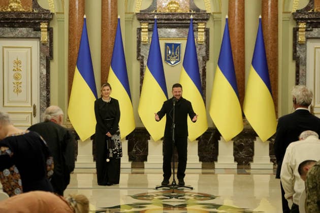 President of Ukraine Volodymyr Zelenskyy and First Lady Olena Zelenska participate in the sixth National Legend of Ukraine awards ceremony at the Mariinskyi Palace, Kyiv, Ukraine, August 25, 2026. Established in 2021, the President of Ukraine’s National Legend of Ukraine award honours individuals who have contributed to the establishment of an independent Ukraine, the defence of the country and service to the Ukrainian people, the development of the national economy, science, education, culture, the arts, sport and health care, as well as active charitable and civic activities. This year, 18 recipients included military personnel, artists, musicians, athletes, foreign partners and journalists. (Photo by Yuliia Ovsiannikova Ukrinform) Annual  Copyright: xYuliiaxOvsiannikovax