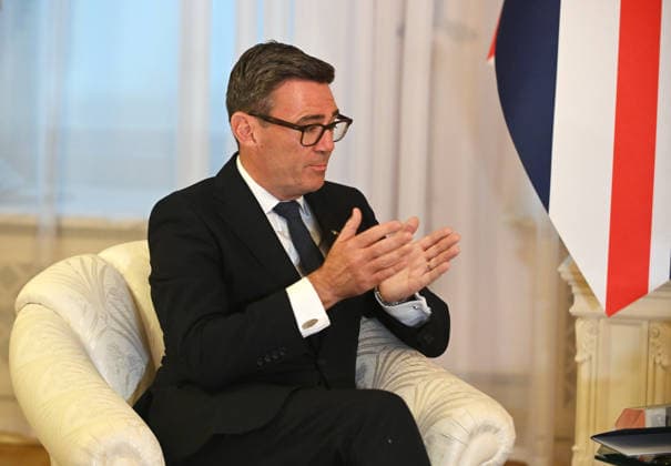 RECORD DATE NOT STATED UK Prime Minister Andy Burnham, who chose Ukraine for his first foreign visit since taking office, takes part in a meeting with President of Ukraine Volodymyr Zelenskyy at the Small Residence of the President of Ukraine, Kyiv, Ukraine, on August 24, 2026. The two sides discussed further support for Ukraine and signed a declaration on partnership in the field of artificial intelligence (Photo by Yevhen Kotenko Ukrinform) President of Ukraine meets with UK Prime Minister  Copyright: xYevhenxKotenkox