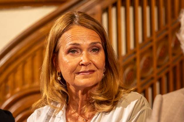 ABB SCHLOSSPARK Christiane Zander Attends the Annual Press Conference for the 2026–27 Season at the Schlosspark Theater on August 26, 2026, in Berlin, Germany
