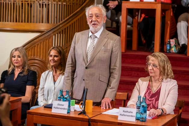 ABB SCHLOSSPARK: Barbara Maria Sava, Christiane Zander, Dieter Hallervorden, and Nathalie Hallervorden are guests at the annual press conference for the 2026–27 season at the Schlosspark Theater on August 26, 2026, in Berlin, Germany