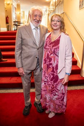 ABB SCHLOSSPARK: Dieter Hallervorden and Nathalie Hallervorden, father and daughter, are guests at the annual press conference for the 2026–27 season at the Schlosspark Theater on August 26, 2026, in Berlin, Germany