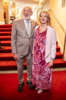ABB SCHLOSSPARK: Dieter Hallervorden and Nathalie Hallervorden, father and daughter, attend the annual press conference for the 2026–27 season at the Schlosspark Theater on August 26, 2026, in Berlin, Germany