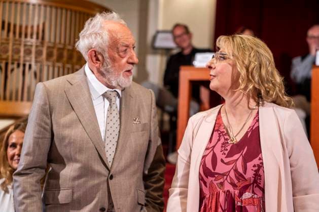 ABB SCHLOSSPARK: Dieter Hallervorden and Nathalie Hallervorden, father and daughter, attend the annual press conference for the 2026–27 season at the Schlosspark Theater on August 26, 2026, in Berlin, Germany