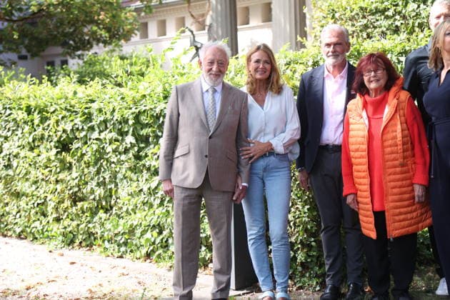 Dieter Hallervorden, Christiane Zander, Marko Pustisek, and Brigitte Grothum at the annual press conference for the 2026–27 season at the Schlosspark Theater Berlin, August 26, 2026 Copyright: xAgenturxMatthiasxWehnertx xM.xGränzdörferx