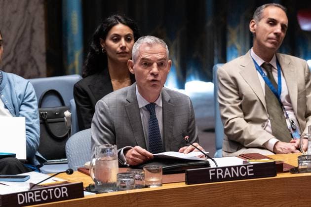 August 26, 2026, Bronx, New York, USA: Ambassador Jerome Bonnafont of France speaks at monthly Security Council meeting on Middle East including Palestinian question at UN Headquarters in New York, NY on August 26, 2026. Bronx USA  - ZUMAr339 20260826_znp_r339_023 Copyright: xLevxRadinx