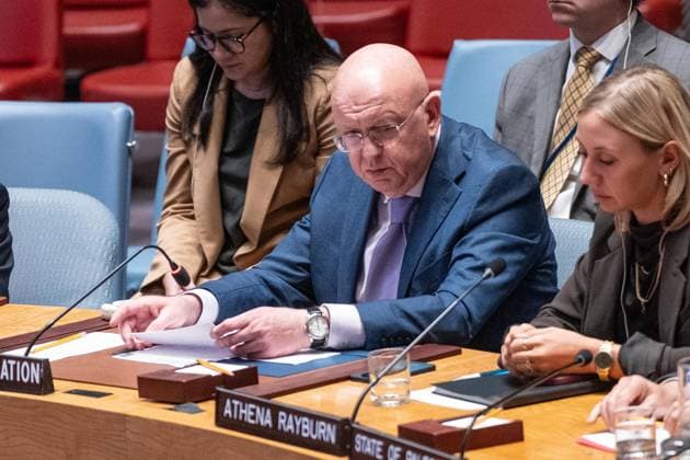 August 26, 2026, Bronx, New York, USA: Ambassador Vassily Nebenzia of Russia speaks at monthly Security Council meeting on Middle East including Palestinian question at UN Headquarters in New York, NY on August 26, 2026. Bronx USA  - ZUMAr339 20260826_znp_r339_024 Copyright: xLevxRadinx