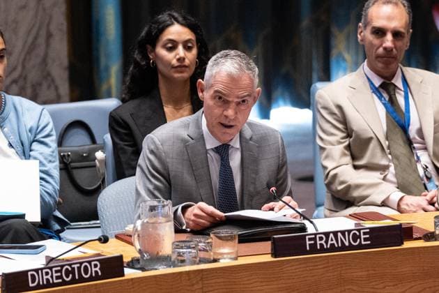 August 26, 2026, Bronx, New York, USA: Ambassador Jerome Bonnafont of France speaks at monthly Security Council meeting on Middle East including Palestinian question at UN Headquarters in New York, NY on August 26, 2026. Bronx USA - ZUMAr339 20260826_znp_r339_022 Copyright: xLevxRadinx