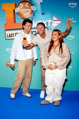 Paul Luca Fischer, Freshtorge, and Selfiesandra at the premiere of the Prime Video comedy game show LOL Next at AchtBerlin in Berlin, August 26, 2026 Foto:xA.xBuggex xFuturexImagex lol_6843