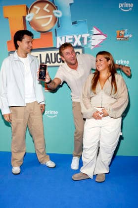 Paul Luca Fischer, Freshtorge, and Selfiesandra at the premiere of the Prime Video comedy game show LOL Next at AchtBerlin in Berlin, August 26, 2026 Foto:xA.xBuggex xFuturexImagex lol_6844