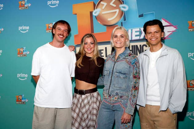 Adrian Vogt (aka Aditotoro), Laura Larsson, Hazel Brugger, and Paul Luca Fischer at the premiere of the Prime Video comedy game show *LOL Next* at AchtBerlin in Berlin, August 26, 2026 Foto:xA.xBuggex xFuturexImagex lol_6853