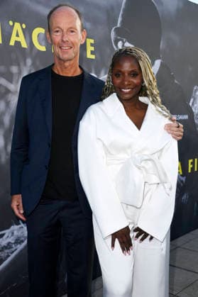 Thomas Rabe and Nikeata Thompson at the opening reception for the 2026 UFA Film Nights on the rooftop terrace of the Bertelsmann Berlin office, August 26, 2026 Foto:xN.xKubelkax xFuturexImagex ufa_6748