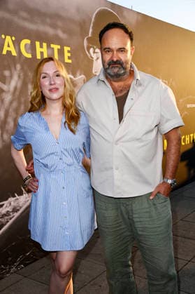 Christin Nichols and Tom Keune at the opening reception for the 2026 UFA Film Nights on the rooftop terrace of the Bertelsmann Berlin office, August 26, 2026 Foto:xN.xKubelkax xFuturexImagex ufa_6768