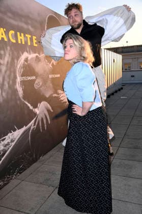 Knud Riepen and Gisa Flake at the opening reception for the 2026 UFA Film Nights on the rooftop terrace of the Bertelsmann Berlin office, August 26, 2026 Foto:xN.xKubelkax xFuturexImagex ufa_6769