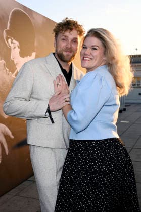 Knud Riepen and Gisa Flake at the opening reception for the 2026 UFA Film Nights on the rooftop terrace of the Bertelsmann Berlin office, August 26, 2026 Foto:xN.xKubelkax xFuturexImagex ufa_6772
