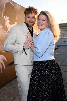 Knud Riepen and Gisa Flake at the opening reception for the 2026 UFA Film Nights on the rooftop terrace of the Bertelsmann Berlin office, August 26, 2026 Foto:xN.xKubelkax xFuturexImagex ufa_6773